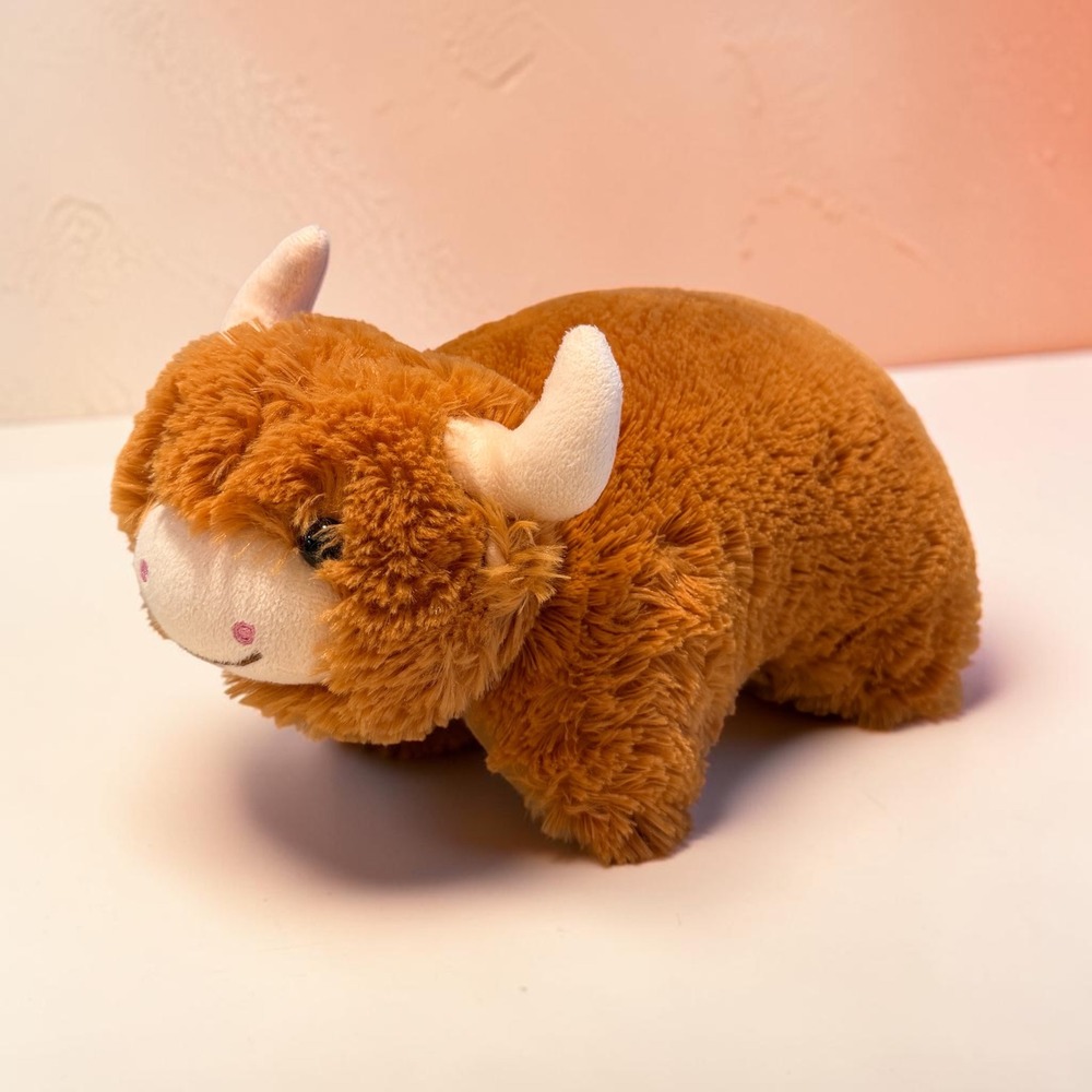 Pillow Pets Highland Cow Brown Plush Stuffed Animal Toy 11 inch Small Pillow‎